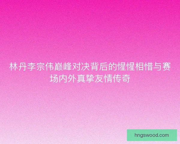 林丹李宗伟巅峰对决背后的惺惺相惜与赛场内外真挚友情传奇