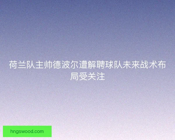 荷兰队主帅德波尔遭解聘球队未来战术布局受关注 荷兰队主帅德波尔遭解聘球队未来战术布局受关注