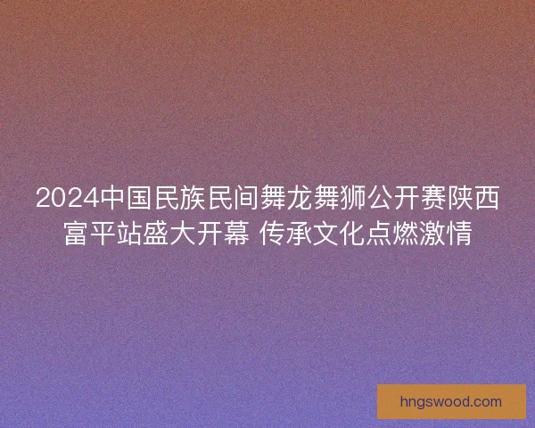 2024中国民族民间舞龙舞狮公开赛陕西富平站盛大开幕 传承文化点燃激情